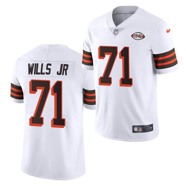 Cleveland Browns #71 Jedrick Wills Jr. White 1946 Collection Vapor Stitched Football Jersey