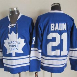 Maple Leafs #21 Bobby Baun Blue CCM Throwback Third Stitched Jersey
