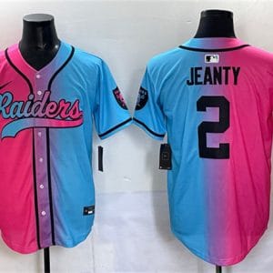 Las Vegas Raiders #2 Ashton Jeanty Pink Blue Limited Stitched Jersey