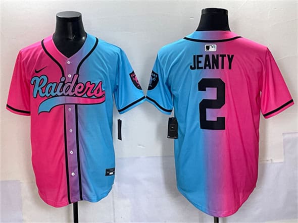 Las Vegas Raiders #2 Ashton Jeanty Pink Blue Limited Stitched Jersey