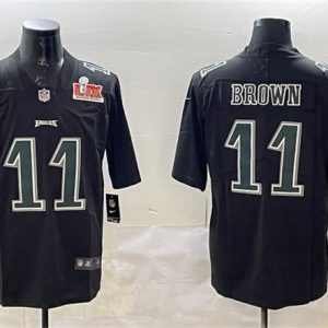 Philadelphia Eagles #11 A. J. Brown Black 2025 Super Bowl LIX Patch Fashion Vapor Untouchable Limited Stitched Jersey