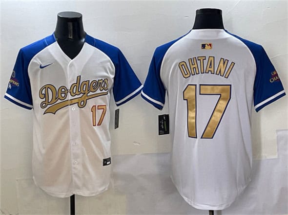 Los Angeles Dodgers #17 Shohei Ohtani White Royal Gold 2024 World Series Champions Vapor Limited Stitched Jersey