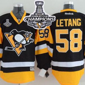 Penguins #58 Kris Letang Black Alternate 2016 Stanley Cup Champions Stitched Jersey