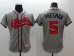 Braves #5 Freddie Freeman Grey Flexbase Authentic Collection Stitched Jersey