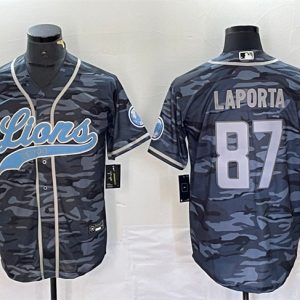Detroit Lions #87 Sam LaPorta Gray Camo Cool Base Stitched Jersey