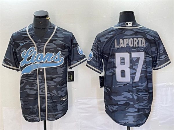 Detroit Lions #87 Sam LaPorta Gray Camo Cool Base Stitched Jersey
