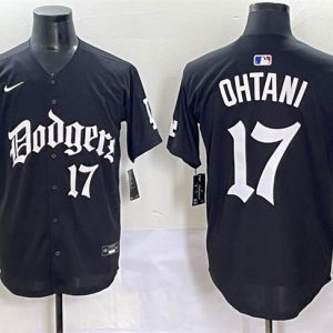 Los Angeles Dodgers #17 Shohei Ohtani Black 2025 LA Gothic Style With 2024 World Series Champions Patch Vapor Premier Limited Stitched Jersey