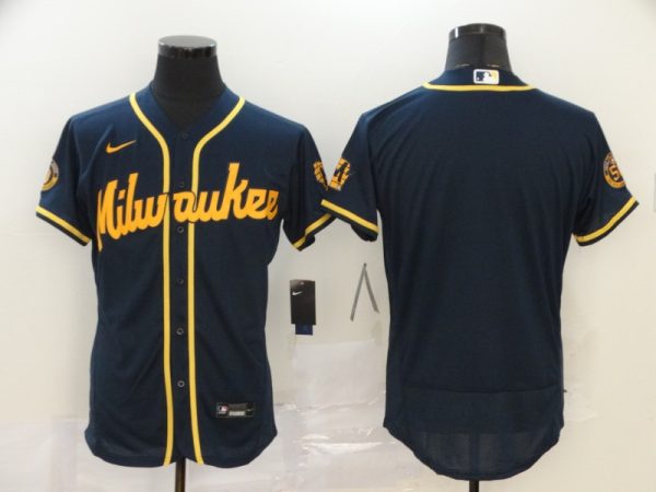 Milwaukee Brewers Blank Navy Flex Base Stitched Jersey
