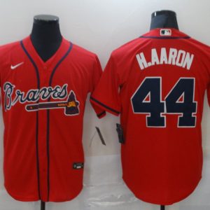 Atlanta Braves #44 Hank Aaron Red Stitched Jersey