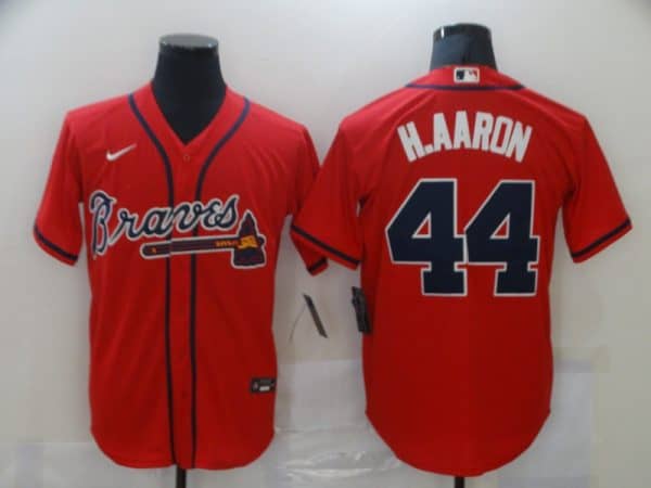 Atlanta Braves #44 Hank Aaron Red Stitched Jersey