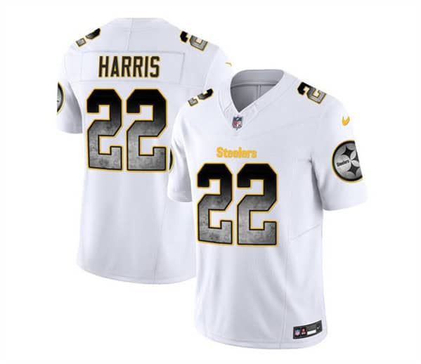 Pittsburgh Steelers #22 Najee Harris White 2023 F.U.S.E. Smoke Vapor Untouchable Limited Stitched Jersey