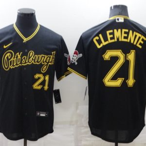 Pittsburgh Pirates #21 Roberto Clemente Black Cool Base Stitched Jersey