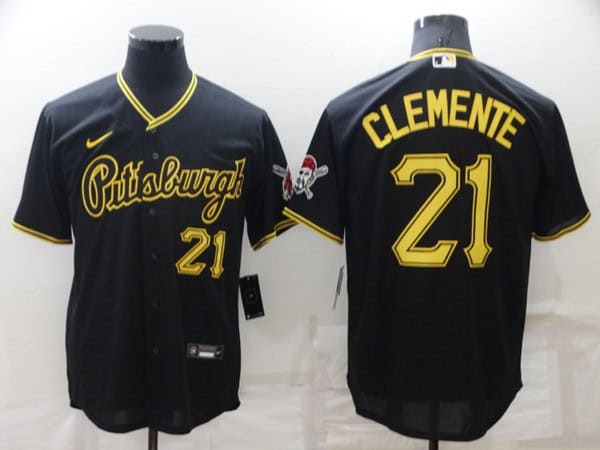 Pittsburgh Pirates #21 Roberto Clemente Black Cool Base Stitched Jersey