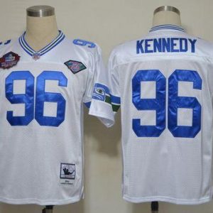 Mitchell And Ness Hall Of Fame 2012 Seahawks #96 Cortez Kennedy White Stitched Throwback Jersey
