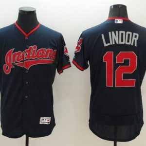 Indians #12 Francisco Lindor Navy Blue Fashion Stars Stripes Flexbase Authentic Stitched Jersey