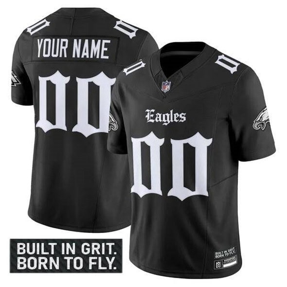Philadelphia Eagles Custom Black 2025 F.U.S.E. 'Gothic Philly Edition' Vapor Limited V2 Stitched Jersey