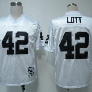 Mitchell Ness Raiders #42 Lott White Stitched Throwback Jersey