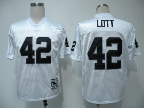 Mitchell Ness Raiders #42 Lott White Stitched Throwback Jersey