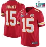 Kansas City Chiefs #15 Patrick Mahomes Red Super Bowl LVII Patch And 4-Star C Patch Vapor Untouchable Limited Stitched Jersey