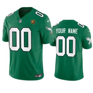 Philadelphia Eagles Custom Green 2023 F.U.S.E. Throwback With John Madden Patch Vapor Limited Stitched Jersey