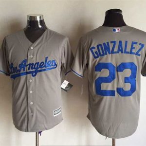 Dodgers #23 Adrian Gonzalez Grey New Cool Base Stitched Jersey
