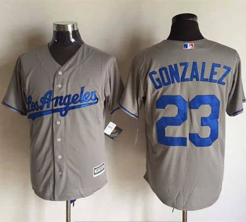 Dodgers #23 Adrian Gonzalez Grey New Cool Base Stitched Jersey