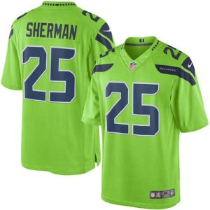 Seahawks #25 Richard Sherman Green Stitched Limited Rush Nike Jersey