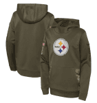 Youth Pittsburgh Steelers 2022 Olive Salute To Service Therma Performance Pullover Hoodie