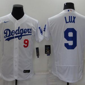 Los Angeles Dodgers #9 Gavin Lux White Flex Base Stitched Jersey