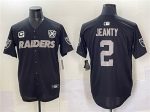 Las Vegas Raiders #2 Ashton Jeanty Black With Nevada Silver Stat Patch And 65th Anniversary Patch 3-Star C Patch Stitched Jersey