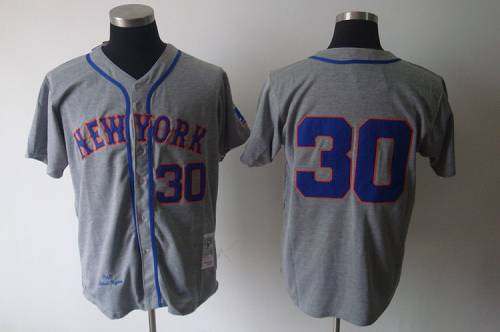 Mitchell And Ness 1969 Mets #30 Nolan Ryan Grey Stitched Jersey