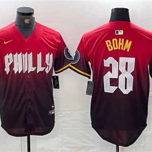 Philadelphia Phillies #28 Alec Bohm Red 2024 City Connect Limited Stitched Jersey