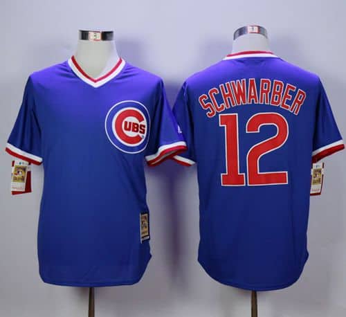 Cubs #12 Kyle Schwarber Blue Cooperstown Stitched Jersey