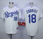 Royals #18 Ben Zobrist White Cool Base Stitched Jersey