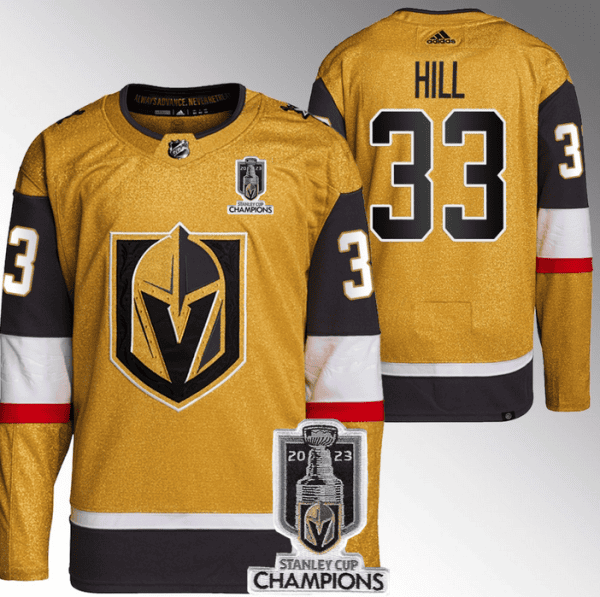Vegas Golden Knights #33 Adin Hill Gold 2023 Stanley Cup Champions Stitched Jersey