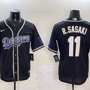 Los Angeles Dodgers #11 Roki Sasaki Black Cool Base Stitched Jersey