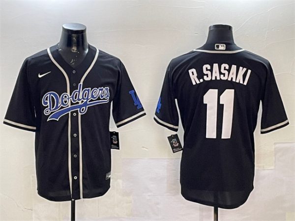 Los Angeles Dodgers #11 Roki Sasaki Black Cool Base Stitched Jersey