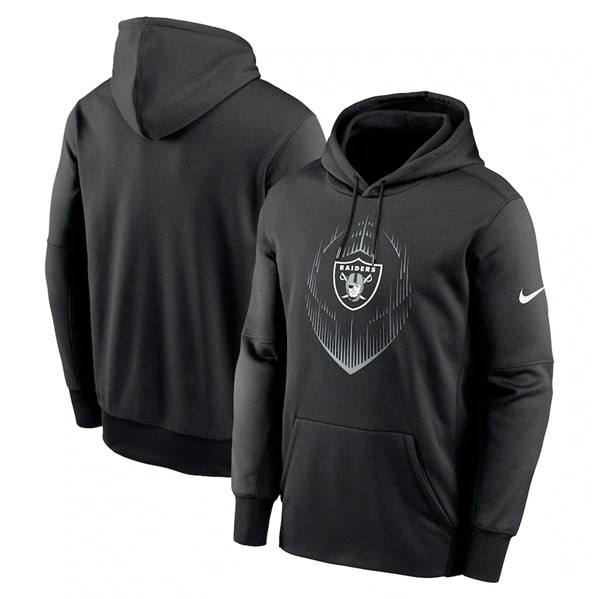 Las Vegas Raiders Black Icon Performance Pullover Hoodie