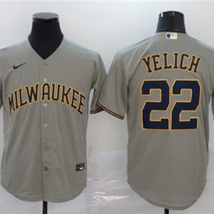 Milwaukee Brewers #22 Christian Yelich Grey Cool Base Stitched Jersey