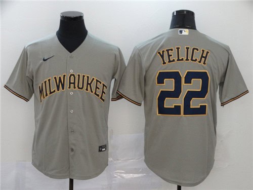 Milwaukee Brewers #22 Christian Yelich Grey Cool Base Stitched Jersey