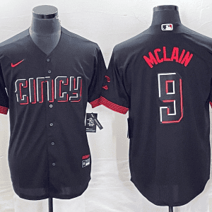 Cincinnati Reds #9 Matt McLain Black 2023 City Connect Cool Base Stitched Jersey