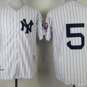 Mitchell And Ness 1939 Yankees #5 Joe DiMaggio White Throwback Stitched Jersey