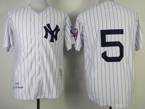 Mitchell And Ness 1939 Yankees #5 Joe DiMaggio White Throwback Stitched Jersey