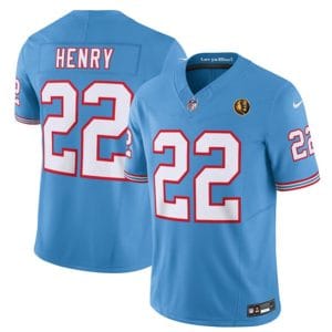 Tennessee Titans #22 Derrick Henry Blue 2023 F.U.S.E. Throwback With John Madden Patch Vapor Limited Stitched Jersey