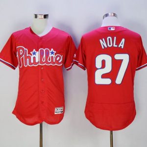 Phillies #27 Aaron Nola Red Flexbase Authentic Collection Stitched Jersey