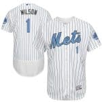 Mets #1 Mookie Wilson White(Blue Strip) Flexbase Authentic Collection 2016 Father's Day Stitched Jersey