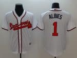 Atlanta Braves #1 Ozhaino Albies White Flexbase Stitched Jersey