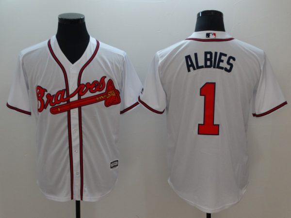 Atlanta Braves #1 Ozhaino Albies White Flexbase Stitched Jersey