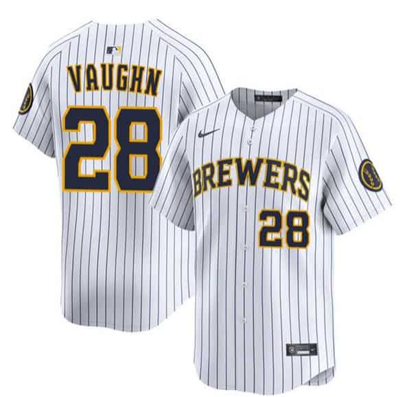 Milwaukee Brewers #28 Andrew Vaughn White Alternate Limited Stitched Jersey
