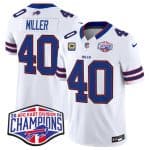 Buffalo Bills #40 Von Miller White 2024-25 F.U.S.E. AFC East Division Champions With 4-Star C Patch Limited Stitched Jersey